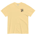 Elf and pine tree design on a Butter garment-dyed cotton t-shirt