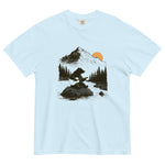 Bear playing guitar design on a Chambray garment-dyed cotton t-shirt