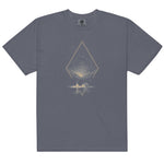 Camping under the stars design on a Denim garment-dyed cotton t-shirt