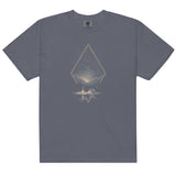 Camping under the stars design on a Denim garment-dyed cotton t-shirt