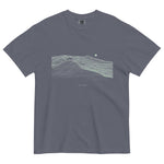 Fox on the ridge topographic design on a Denim garment-dyed cotton t-shirt