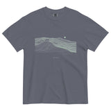 Fox on the ridge topographic design on a Denim garment-dyed cotton t-shirt