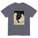 Black wolf in deep snow design on a Denim garment-dyed cotton t-shirt