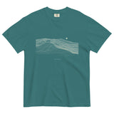Fox on the ridge topographic design on an Emerald garment-dyed cotton t-shirt