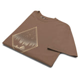 Camping tent and starfield design on an Espresso garment-dyed cotton t-shirt