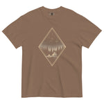 Camping tent and starfield design on an Espresso garment-dyed cotton t-shirt