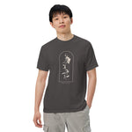 Wildflower and constellation design on a Graphite garment-dyed cotton t-shirt