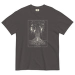 Redwood tree and roots design on a Graphite garment-dyed cotton t-shirt