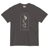 Wildflower and constellation design on a Graphite garment-dyed cotton t-shirt