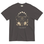Luna moth specimen design on a Graphite garment-dyed cotton t-shirt