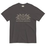 Nocturnal Botanics fern and flower design on a Graphite garment-dyed cotton t-shirt