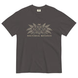 Nocturnal Botanics fern and flower design on a Graphite garment-dyed cotton t-shirt