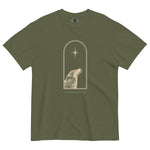 Wolf and star design on a Hemp garment-dyed cotton t-shirt