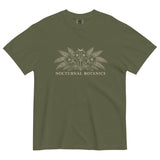 Nocturnal Botanics fern and flower design on a Hemp garment-dyed cotton t-shirt