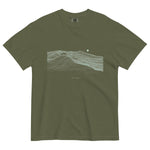Fox on the ridge topographic design on a Hemp garment-dyed cotton t-shirt