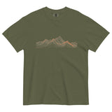 Mountain range topographic design on a Hemp garment-dyed cotton t-shirt