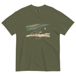 Fox and northern lights design on a Hemp garment-dyed cotton t-shirt