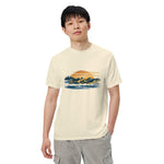 Wolf pack at sunset design on an Ivory garment-dyed cotton t-shirt