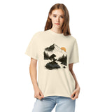 Bear playing guitar design on an Ivory garment-dyed cotton t-shirt