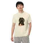 Bear and campfire design on an Ivory garment-dyed cotton t-shirt