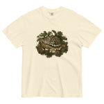 Kitten asleep in a Christmas wreath design on an Ivory garment-dyed cotton t-shirt
