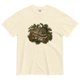 Kitten asleep in a Christmas wreath design on an Ivory garment-dyed cotton t-shirt