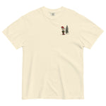 Elf and pine tree design on an Ivory garment-dyed cotton t-shirt