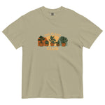 The Plant Club houseplants design on a Khaki garment-dyed cotton t-shirt