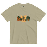 The Plant Club houseplants design on a Khaki garment-dyed cotton t-shirt