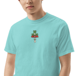 Frog on a Toadstool Embroidered Premium Unisex T-Shirt