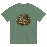 Kitten asleep in a Christmas wreath design on a Light Green garment-dyed cotton t-shirt