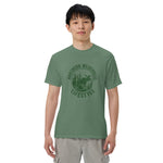 Moose wilderness badge design on a Light Green garment-dyed cotton t-shirt
