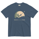 Frog and full moon design on a Midnight garment-dyed cotton t-shirt