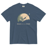 Frog and full moon design on a Midnight garment-dyed cotton t-shirt
