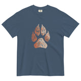 Wolf paw topographic design on a Midnight garment-dyed cotton t-shirt