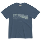 Fox on the ridge topographic design on a Midnight garment-dyed cotton t-shirt