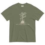 Root system architecture plant design on a Moss garment-dyed cotton t-shirt