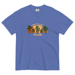 The Plant Club houseplants design on a Mystic Blue garment-dyed cotton t-shirt