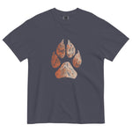 Wolf paw topographic design on a Navy garment-dyed cotton t-shirt