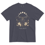 Luna moth specimen design on a Navy garment-dyed cotton t-shirt