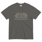 Nocturnal Botanics fern and flower design on a Pepper garment-dyed cotton t-shirt