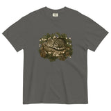 Kitten asleep in a Christmas wreath design on a Pepper garment-dyed cotton t-shirt