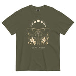 Luna moth specimen design on a Sage garment-dyed cotton t-shirt