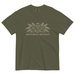 Nocturnal Botanics fern and flower design on a Sage garment-dyed cotton t-shirt