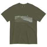 Fox on the ridge topographic design on a Sage garment-dyed cotton t-shirt