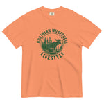 Moose wilderness badge design on a Terracotta garment-dyed cotton t-shirt