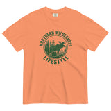 Moose wilderness badge design on a Terracotta garment-dyed cotton t-shirt
