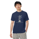 Root system architecture plant design on a True Navy garment-dyed cotton t-shirt