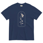Wildflower and constellation design on a True Navy garment-dyed cotton t-shirt