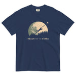 Frog and full moon design on a True Navy garment-dyed cotton t-shirt